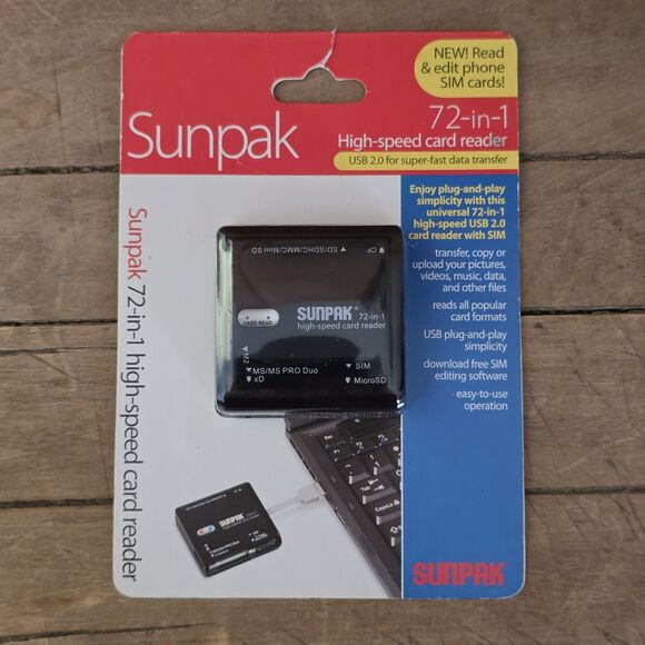 Sunpak 72-in-1 High-Speed Card Reader Built In USB 2.0 Self Storage Plug - Picture 1 of 8